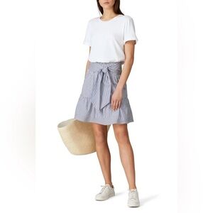Striped Tie-Waist A-Line Skirt in Blue